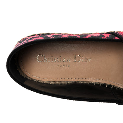 Christian Dior Cotton Embroidered Leopard Print Granville Espadrille 36 Framboise 7 of 9