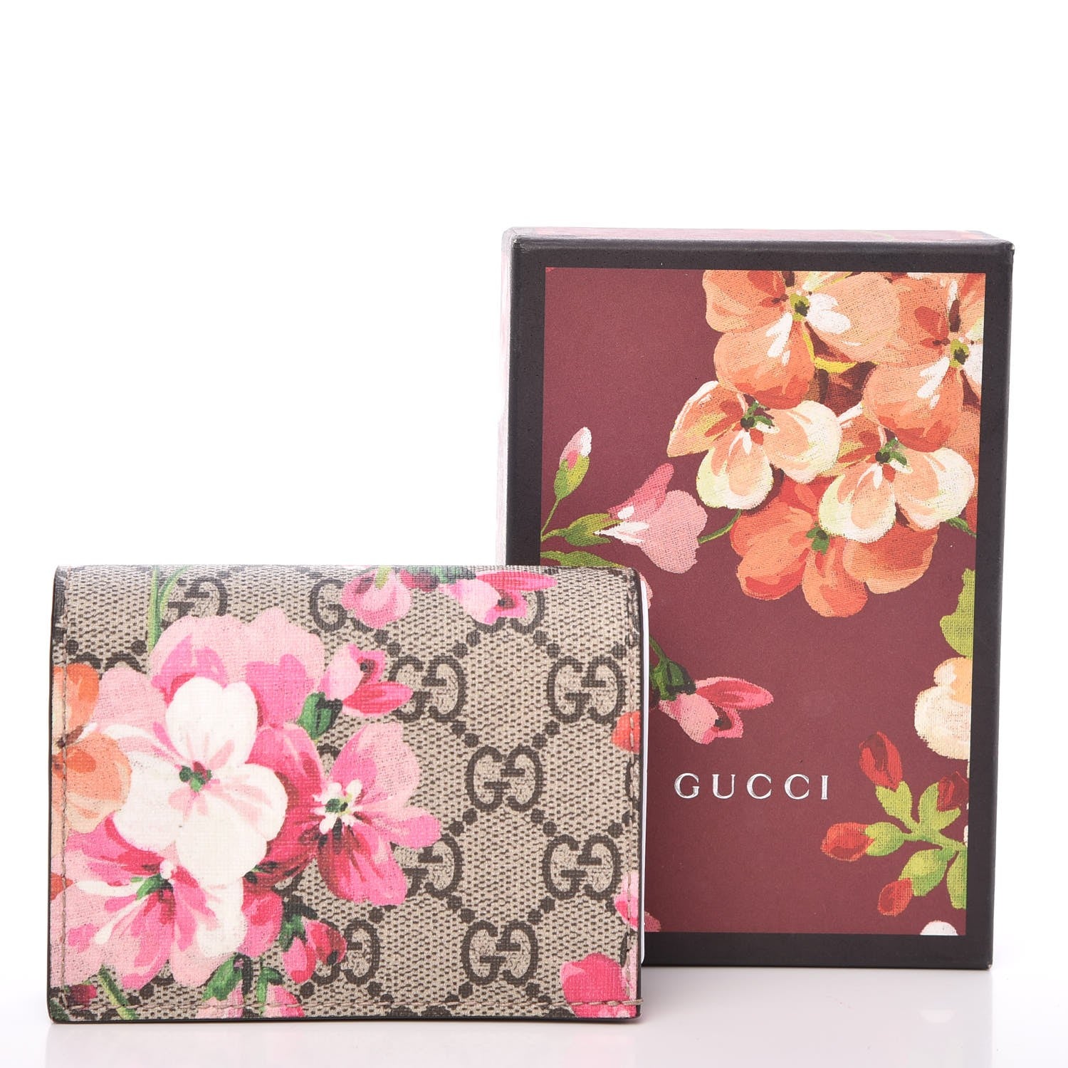 Gucci GG Supreme Monogram Blooms Card Case Wallet Beige Multicolor Dry Rose 8 of 8