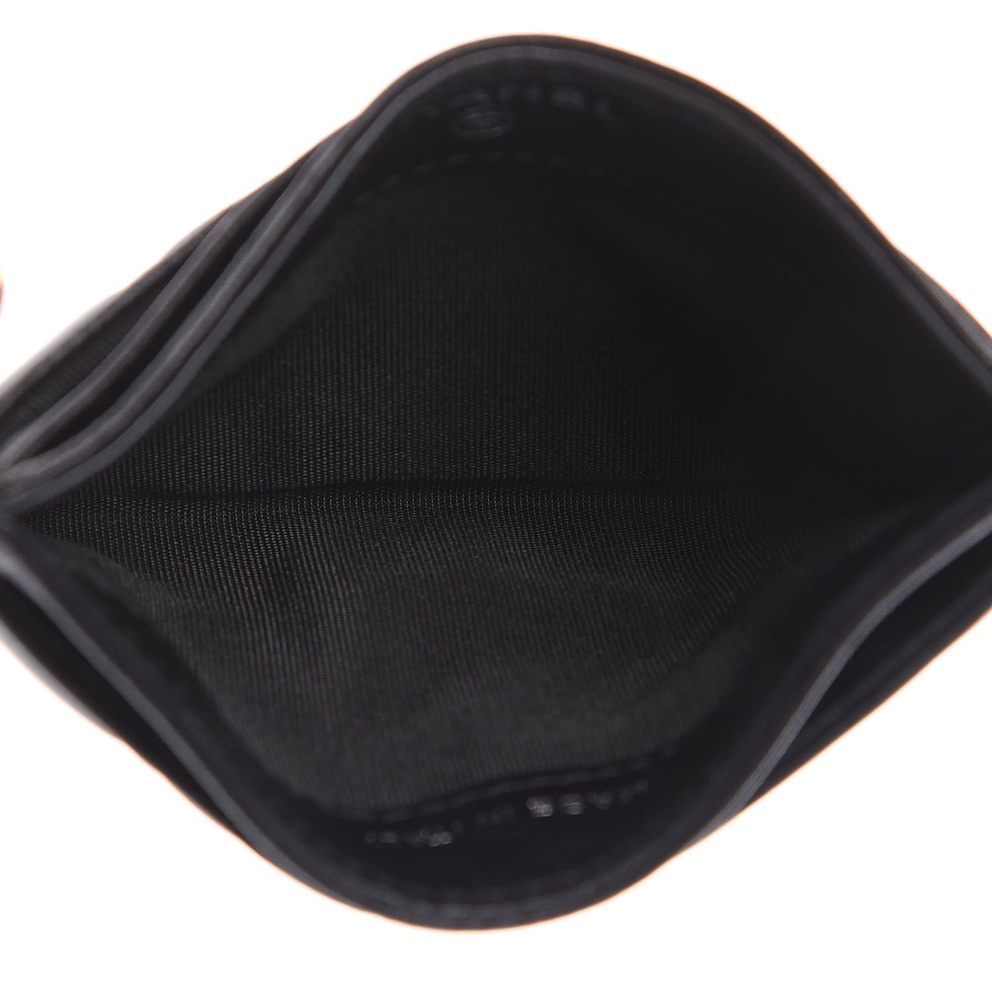 Lambskin Camellia Embossed Card Holder Black