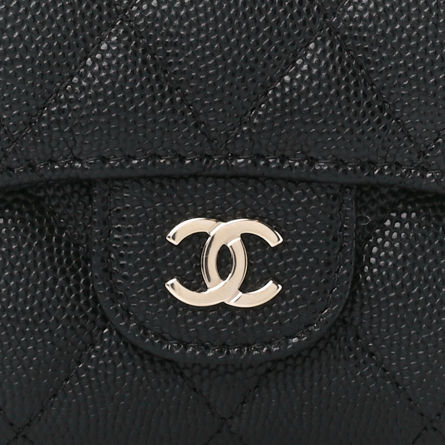 Caviar Quilted Compact Flap Wallet Black