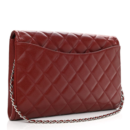 Chanel Caviar Quilted Clutch With Chain Flap Dark Red 3 of 11
