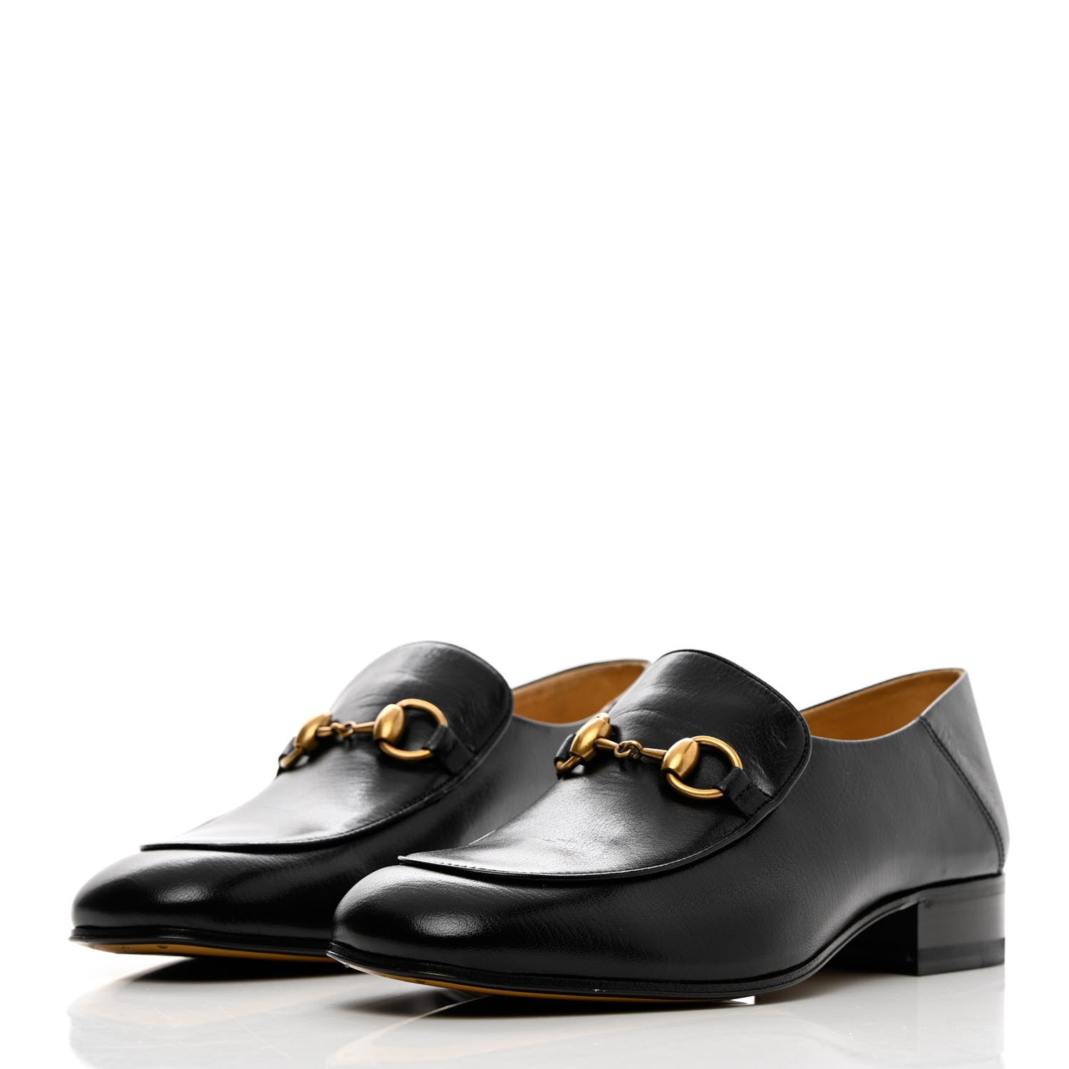Gucci Goatskin Womens Horsebit Mid-Heel Loafers 38.5 Black 3 of 15