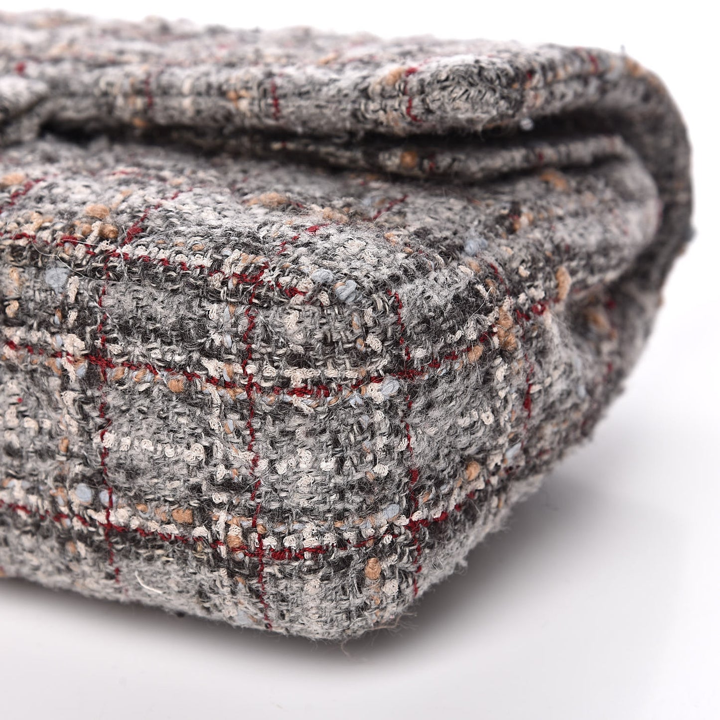 Tweed Quilted Medium Double Flap Grey Multicolor