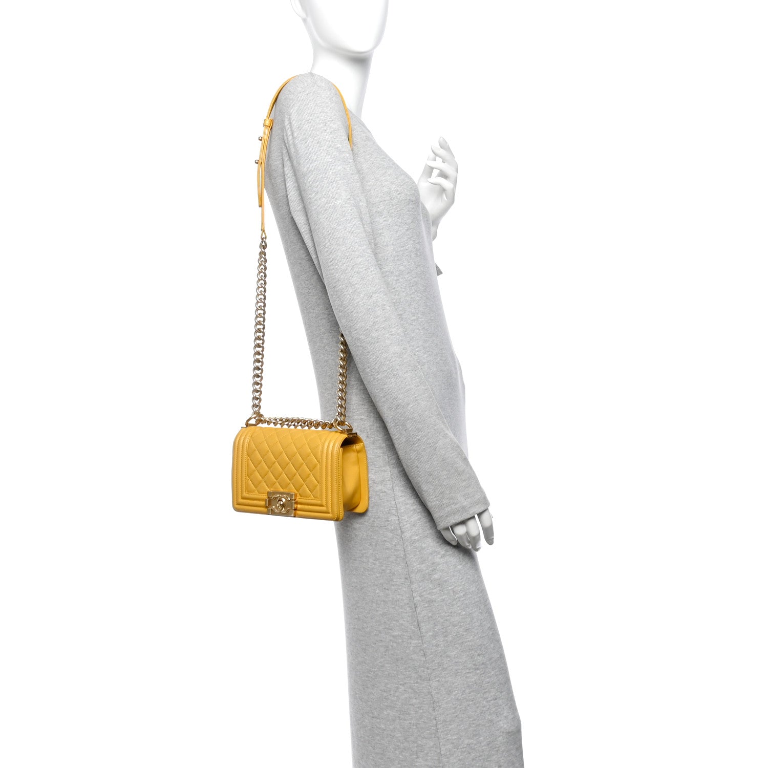 Chanel Lambskin Quilted Small Boy Flap Yellow 2 of 13