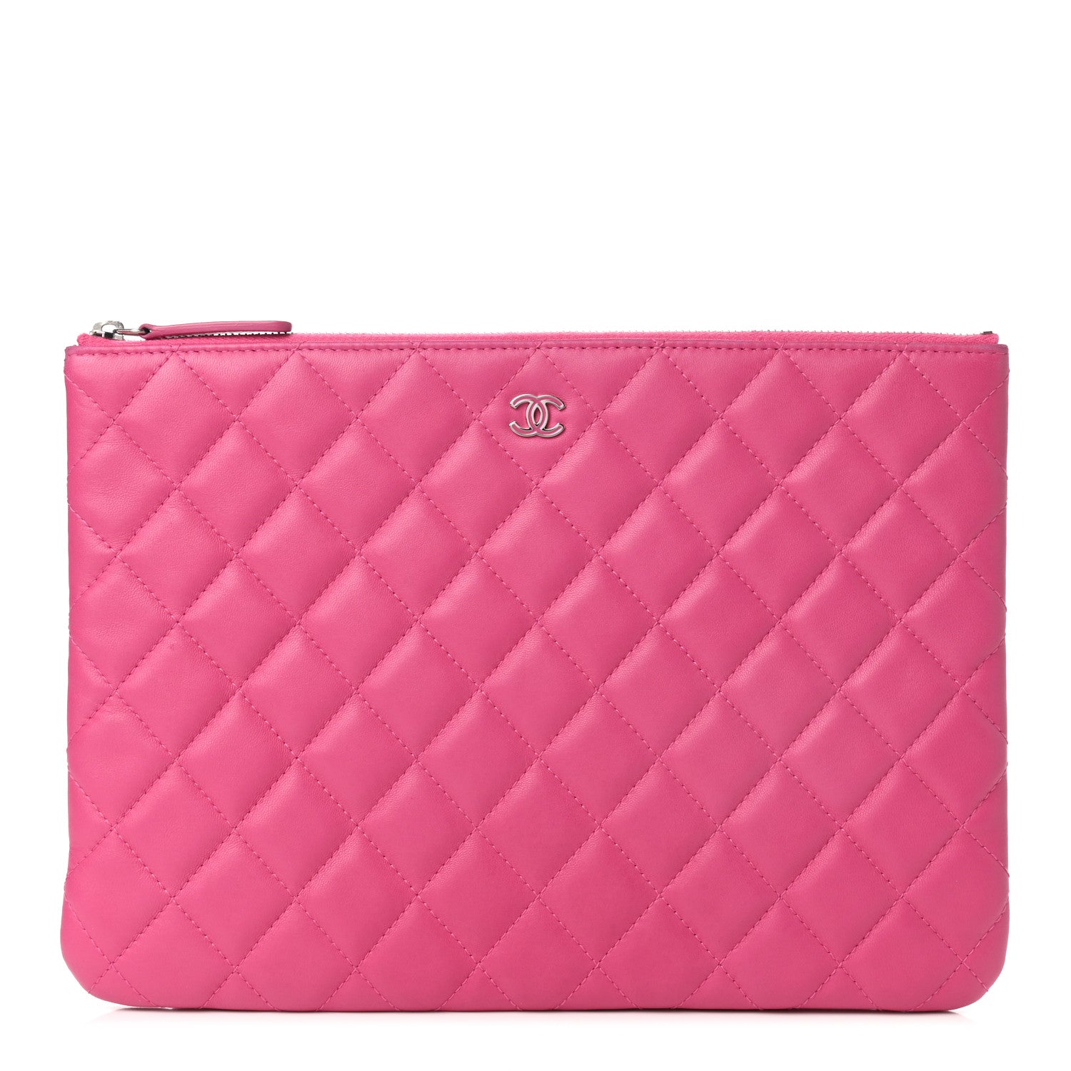 Chanel Lambskin Quilted Medium Cosmetic Case Dark Pink 1 of 6