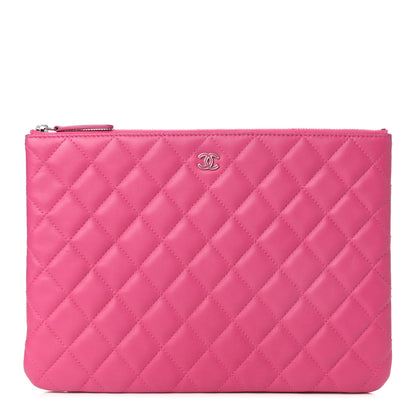 Chanel Lambskin Quilted Medium Cosmetic Case Dark Pink 1 of 6