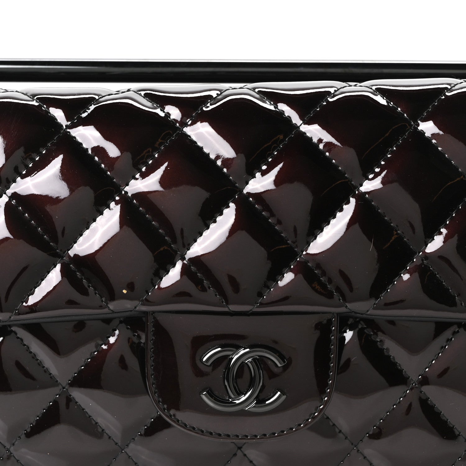 Chanel Patent Calfskin Quilted Metal Handle Clutch So Black 7 of 9