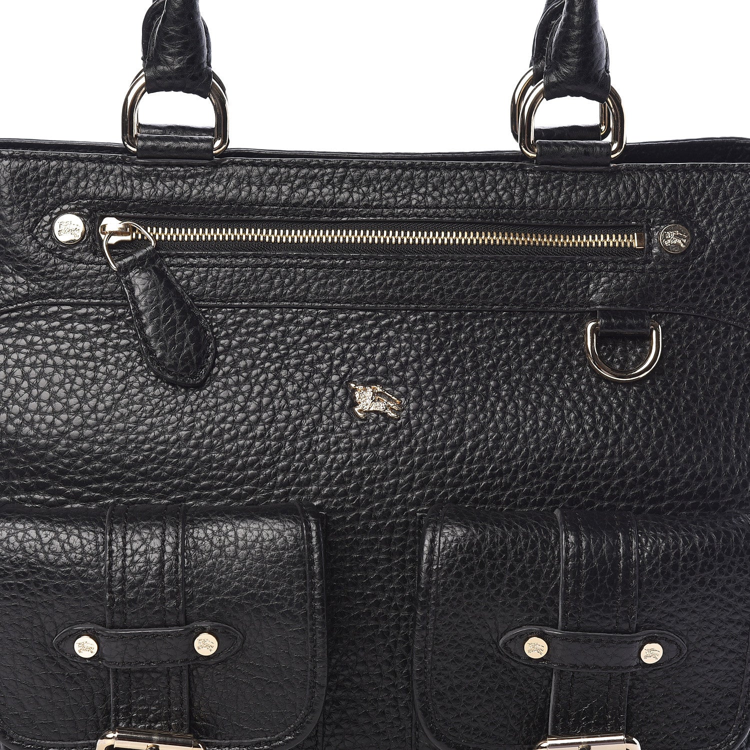 Burberry Heritage Grain Front Pocket Tote Black 7 of 9