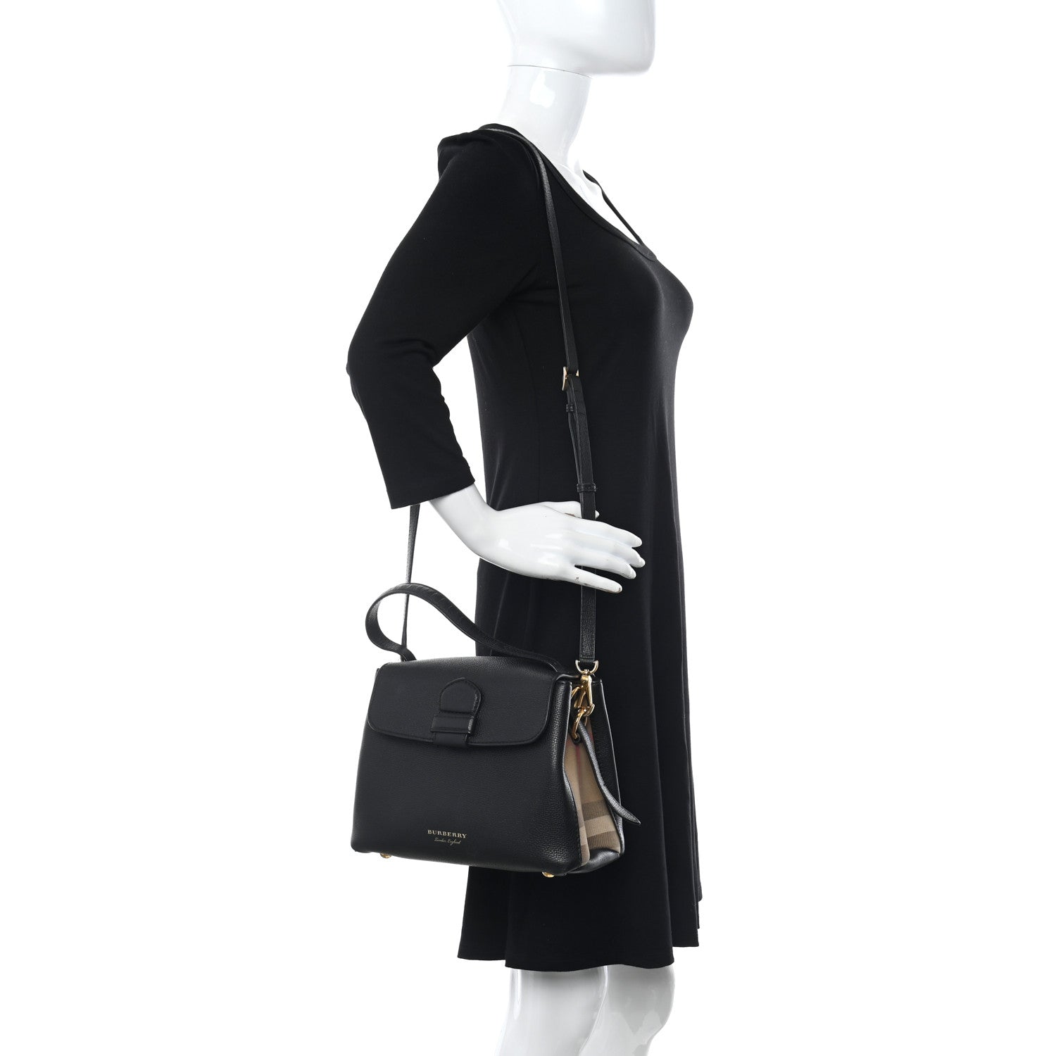 Burberry Derby Calfskin House Check Small Camberley Black 2 of 9