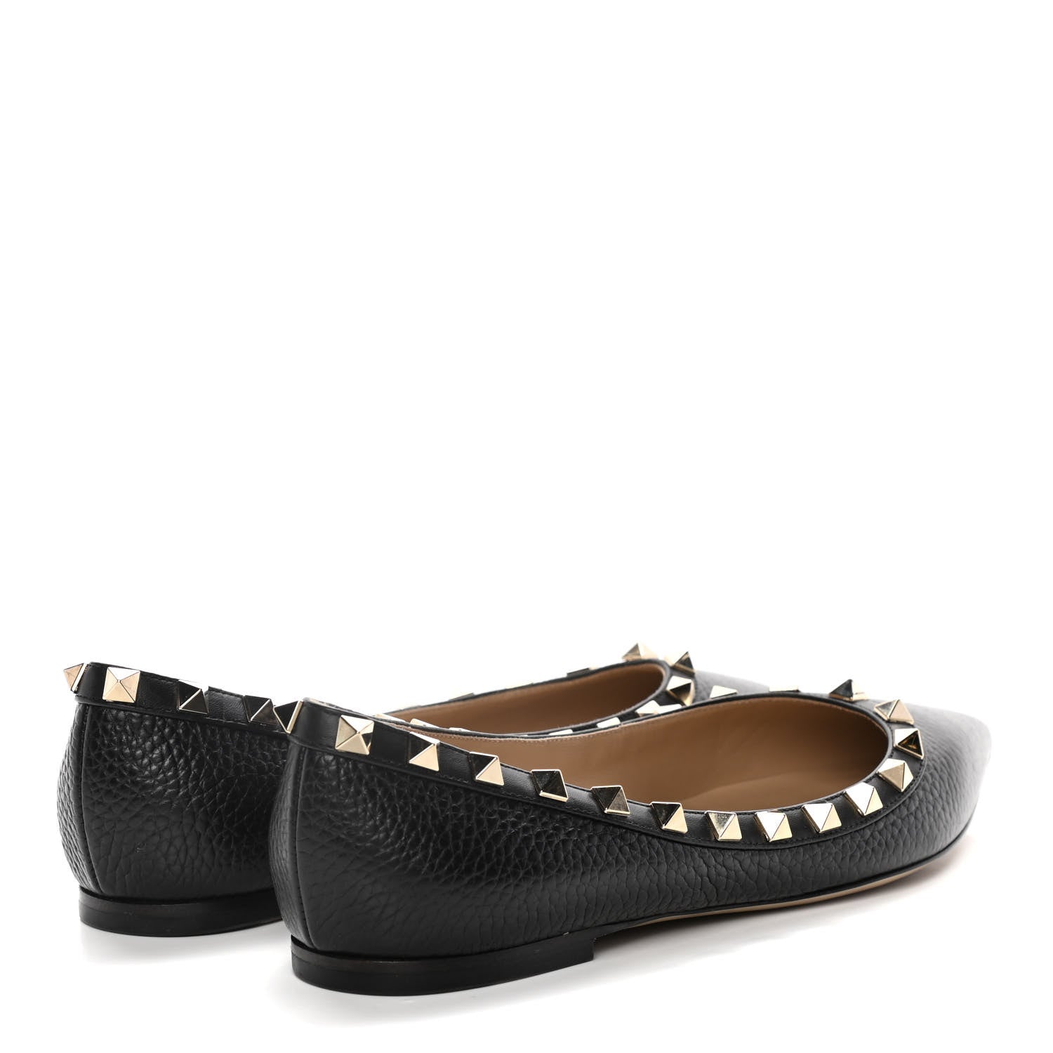 Valentino Garavani Pebbled Calfskin Rockstud Ballerina Flats 36 Black 4 of 12