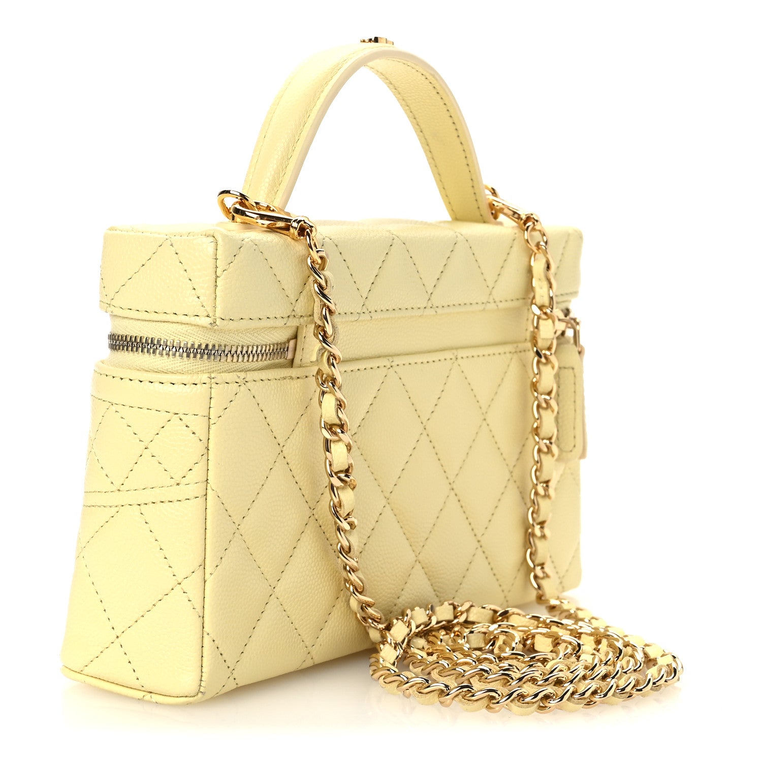 Chanel Caviar Quilted Trendy Handle Slim Vanity Light Yellow 3 of 11
