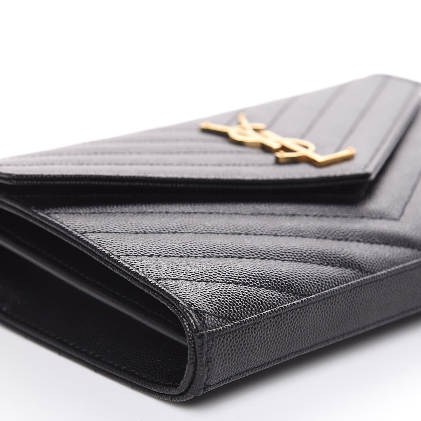 Grain De Poudre Matelasse Chevron Monogram Chain Wallet Black