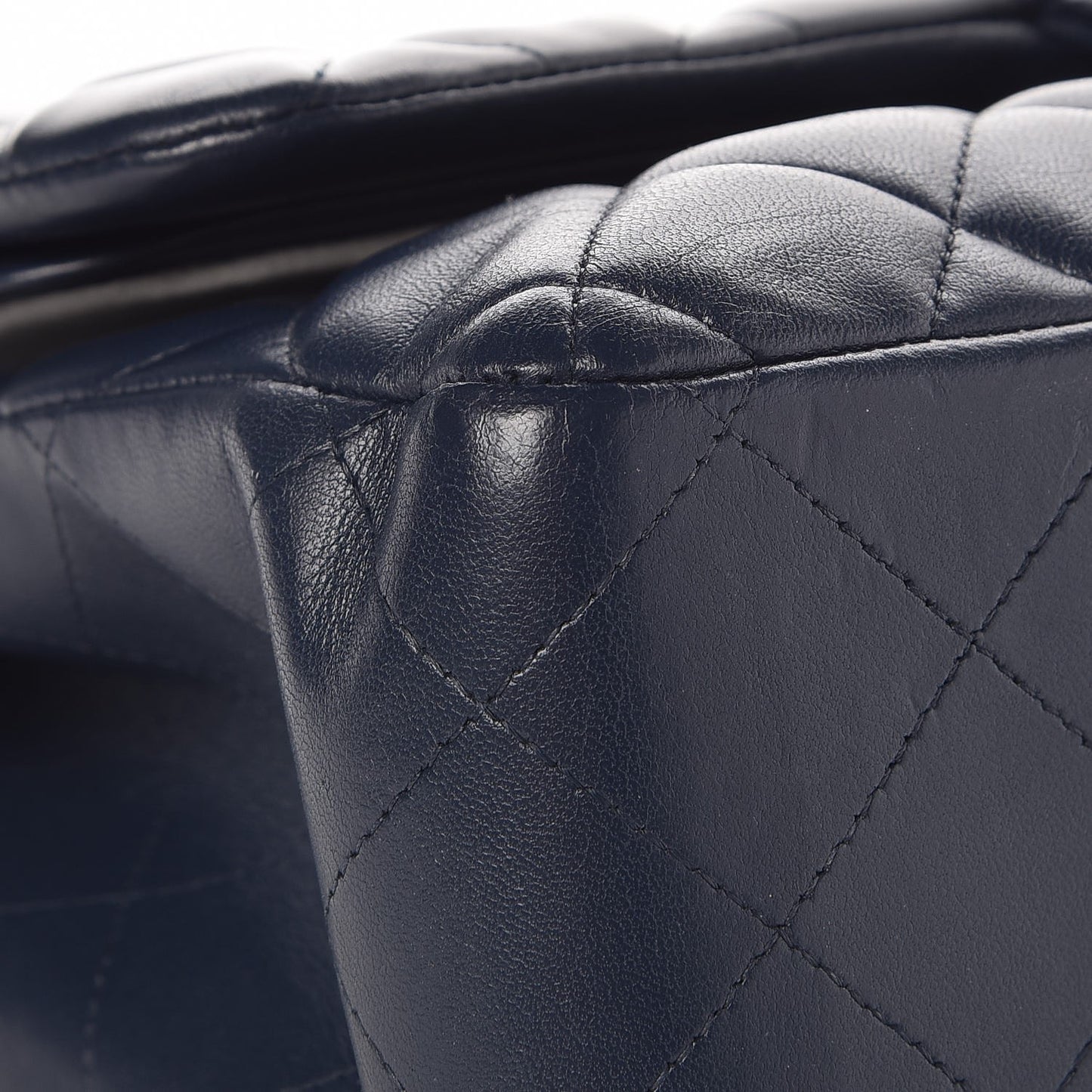 Lambskin Quilted Jumbo Double Flap Navy