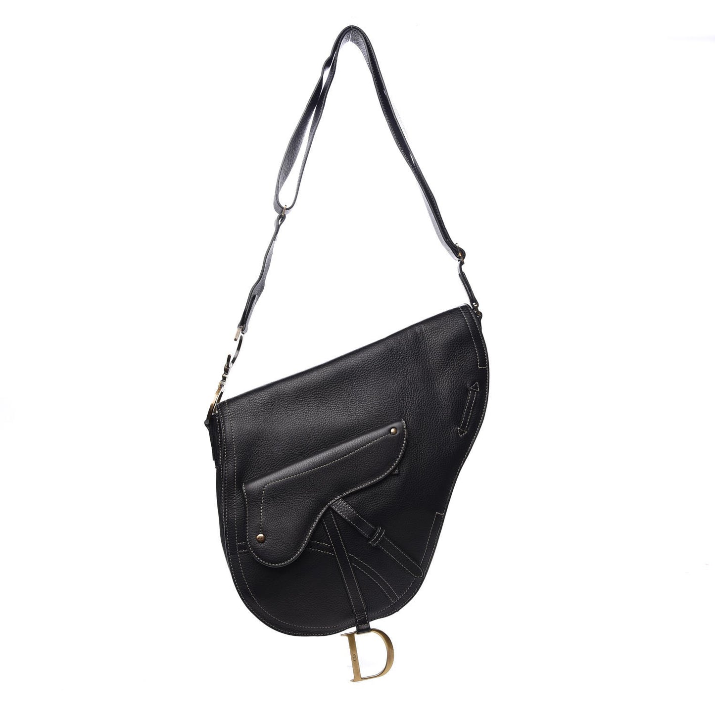 Calfskin Baudrier Saddle Bag Black