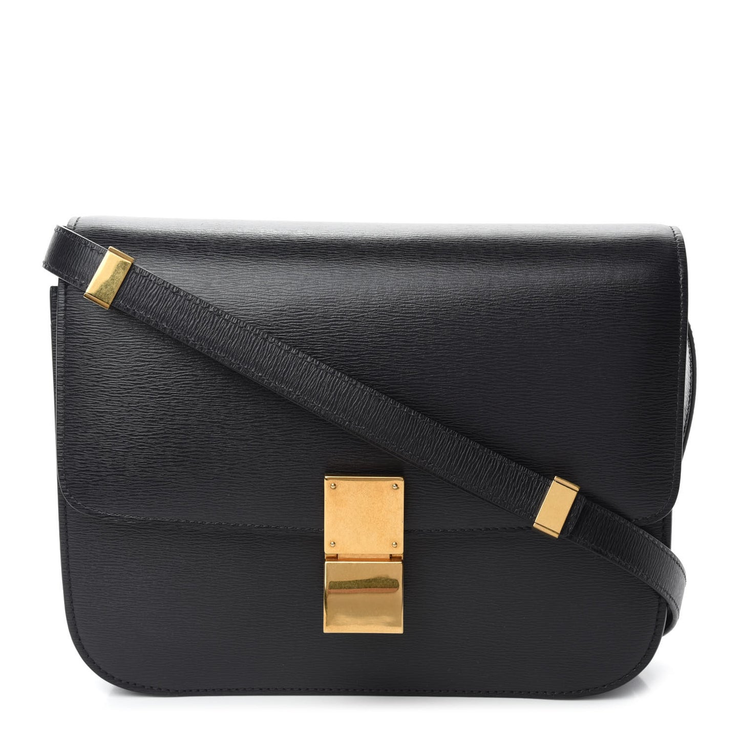 Liege Calfskin Medium Classic Box Flap Bag Black