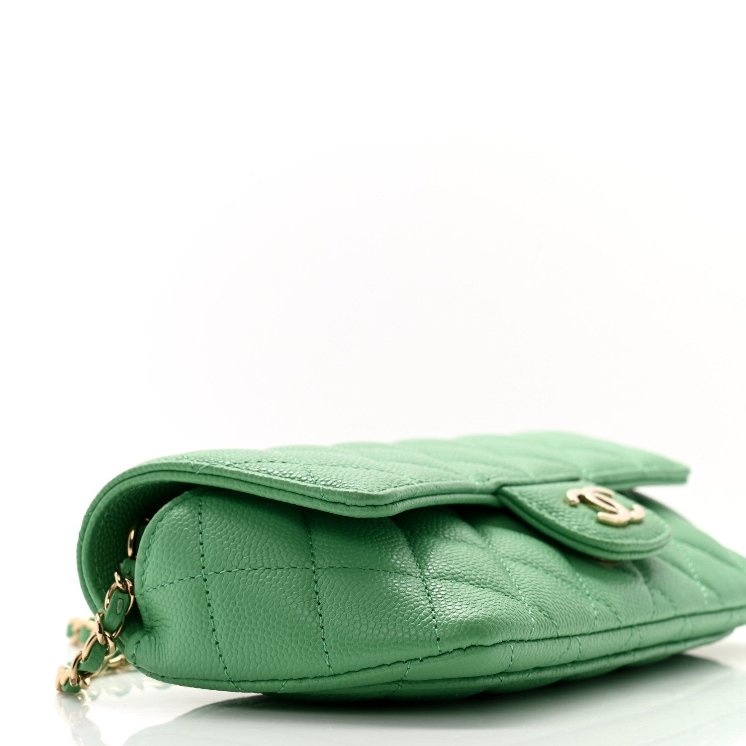 Chanel Caviar Quilted Glasses Case With Chain Green 10 of 14