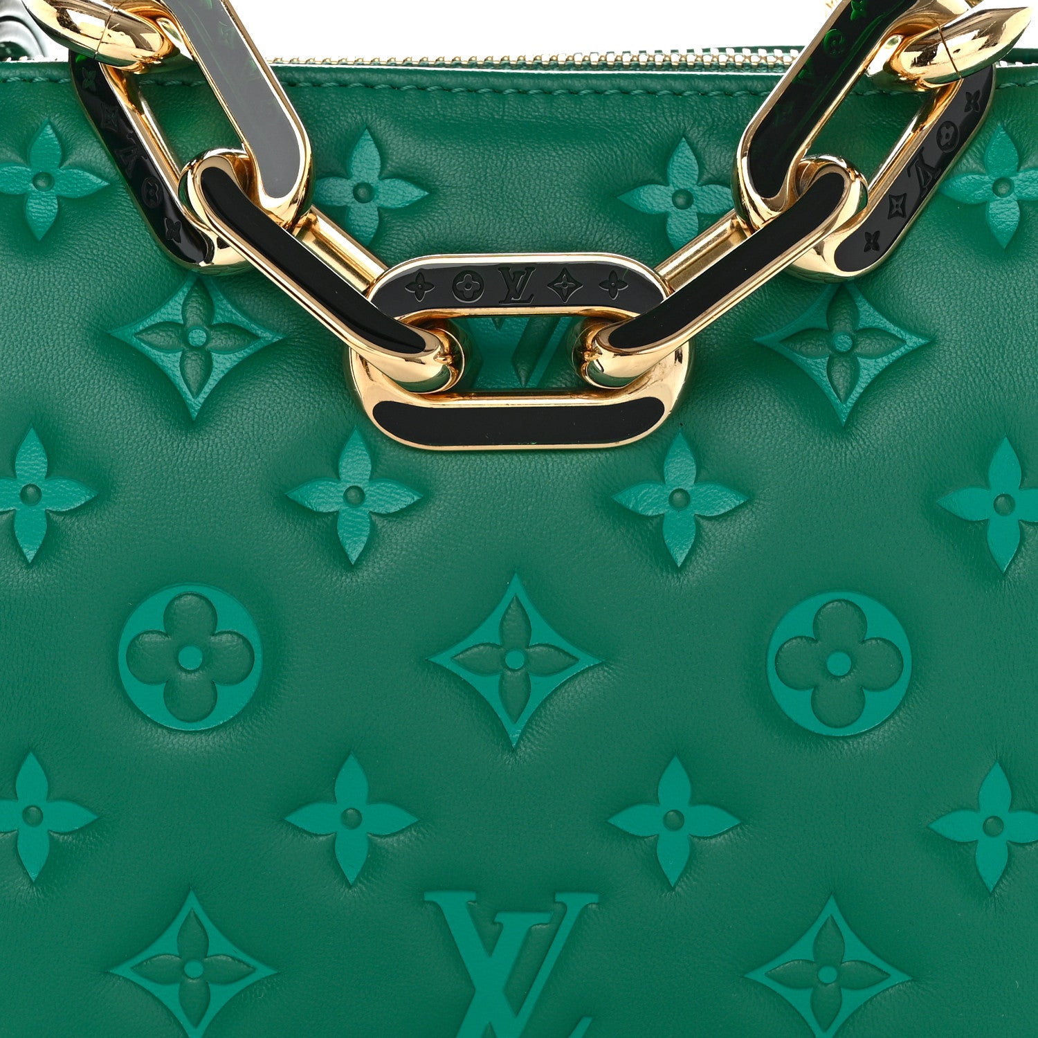 Louis Vuitton Lambskin Embossed Monogram Coussin BB Emeraude 9 of 11