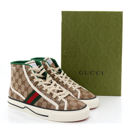 Gucci GG Monogram Web Womens 1977 Tennis High Top Sneakers 41 Beige Ebony Mystic White 9 of 9