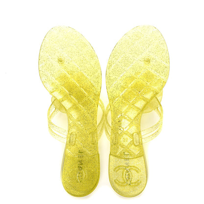 Chanel Jelly Camellia Glitter Thong Sandals 39 Yellow 5 of 9