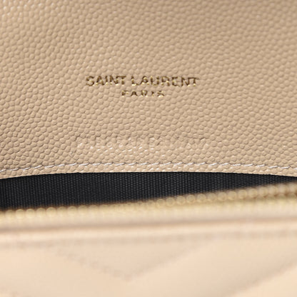 Saint Laurent Grain De Poudre Matelasse Chevron Monogram Envelope Chain Wallet Nude Powder 7 of 12