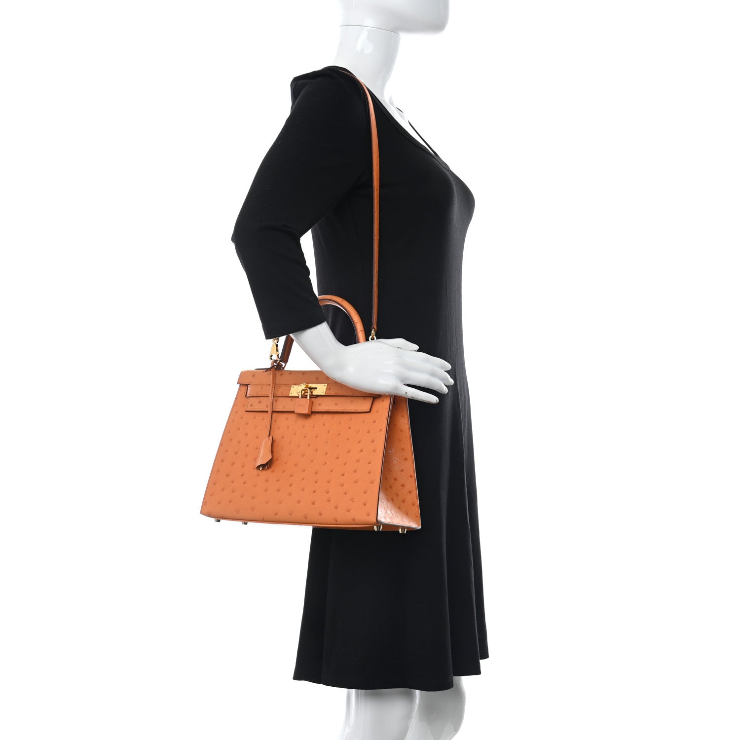 Hermes Ostrich Kelly Sellier 28 Abricot 2 of 11