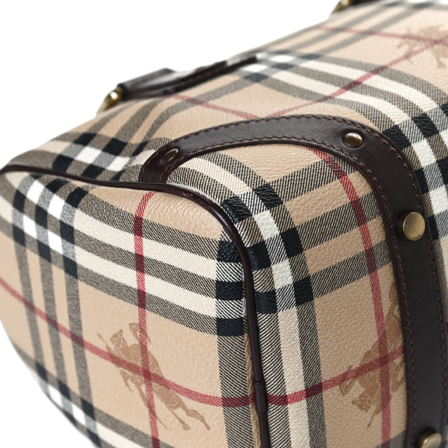 Burberry Haymarket Check Studded Bowler Brown 9 of 10