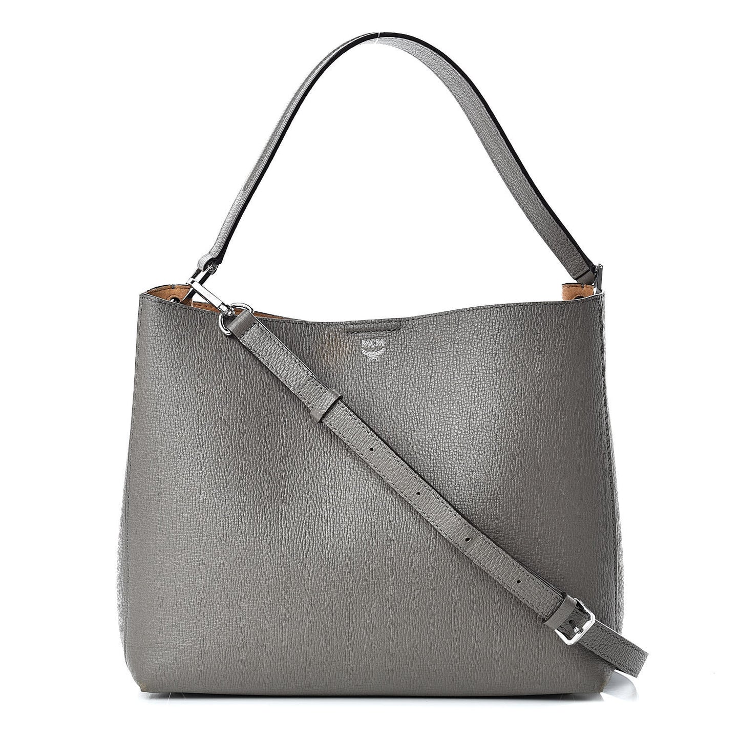 Grained Calfskin Visetos Medium Sarah Hobo Grey