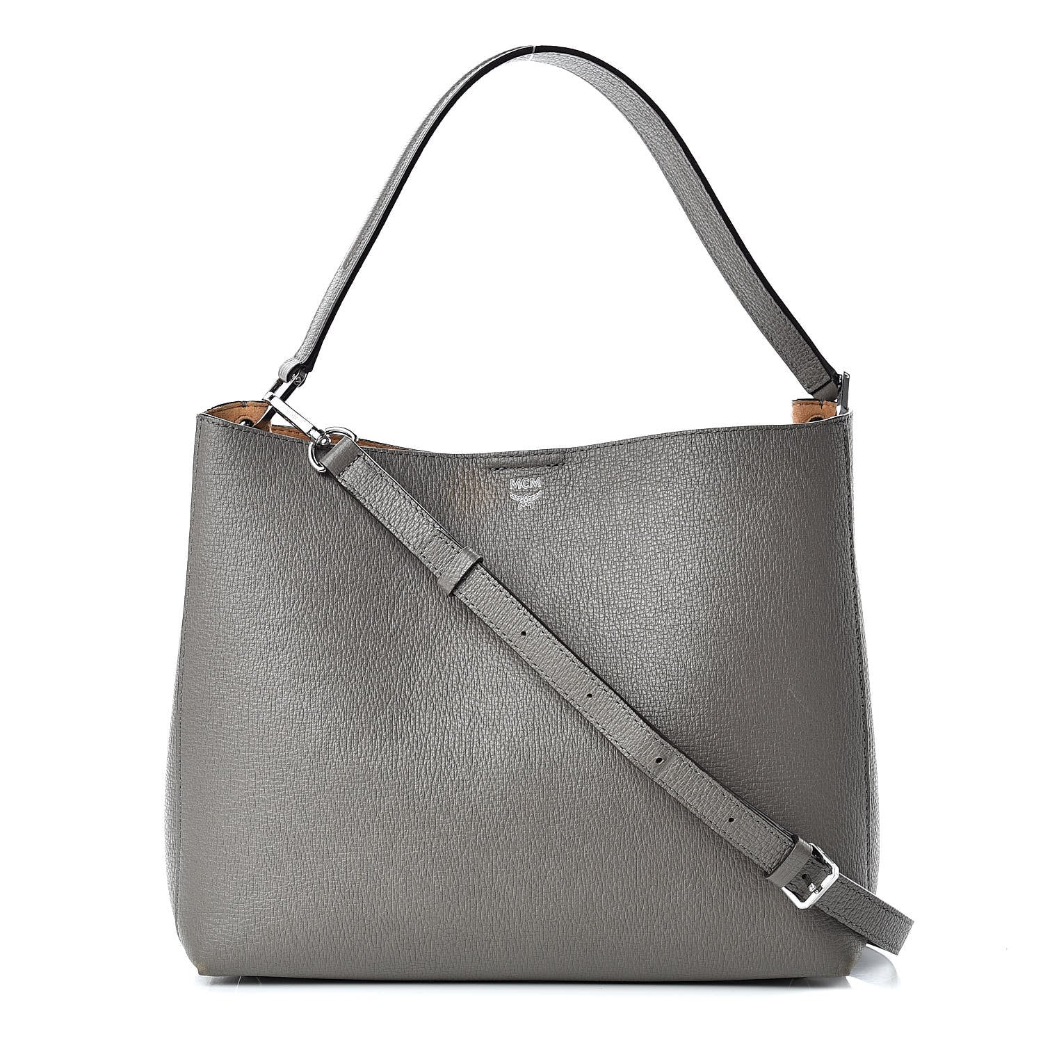 MCM Grained Calfskin Visetos Medium Sarah Hobo Grey 1 of 20