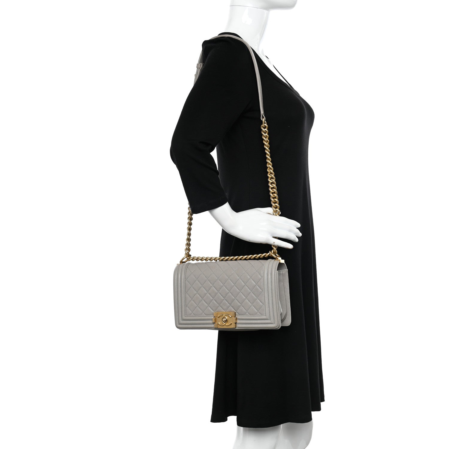 Chanel Caviar Quilted Medium Boy Flap Grey 2 of 11