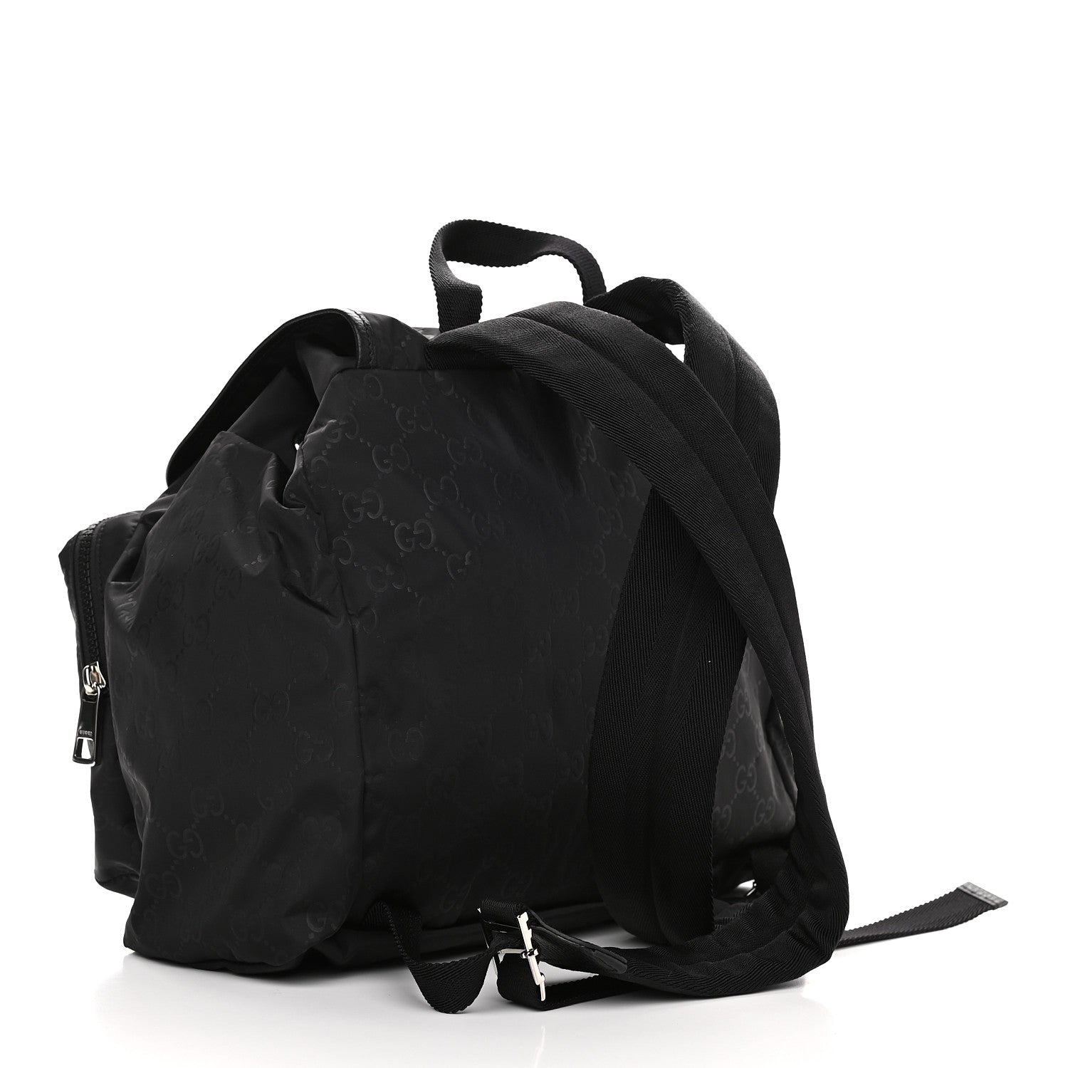 Gucci Nylon Monogram Medium Light Single Buckle Backpack Black 3 of 9