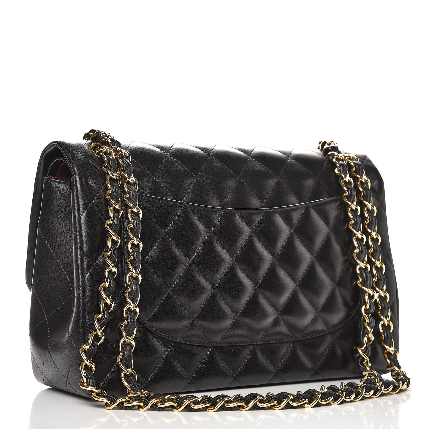 Lambskin Quilted Jumbo Double Flap Black