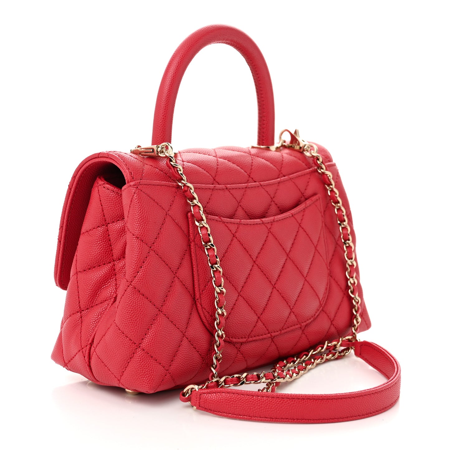Caviar Quilted Mini Coco Handle Flap Red