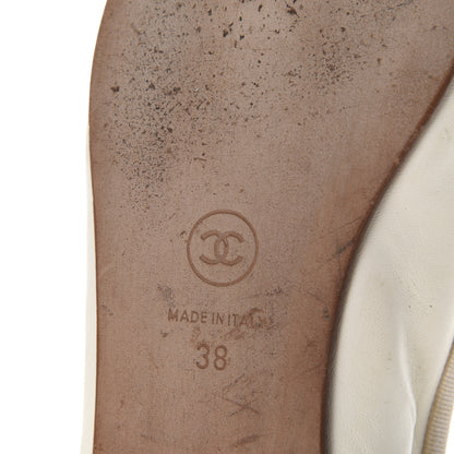 Chanel Calfskin Cap Toe CC Ballerina Flats 38 Beige Gold 9 of 9
