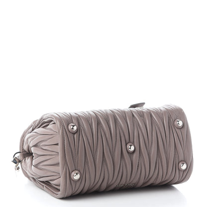 Miu Miu Nappa Matelasse Top Handle Tote Pomice 3 of 10