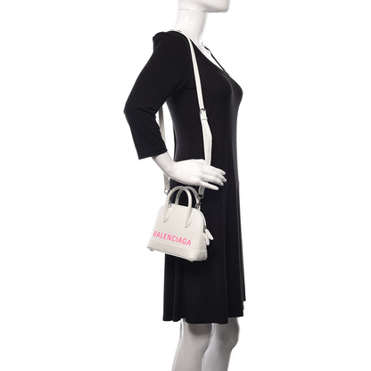 Balenciaga Grained Calfskin Logo XXS Ville Top Handle Bag White Fluo Pink 2 of 9