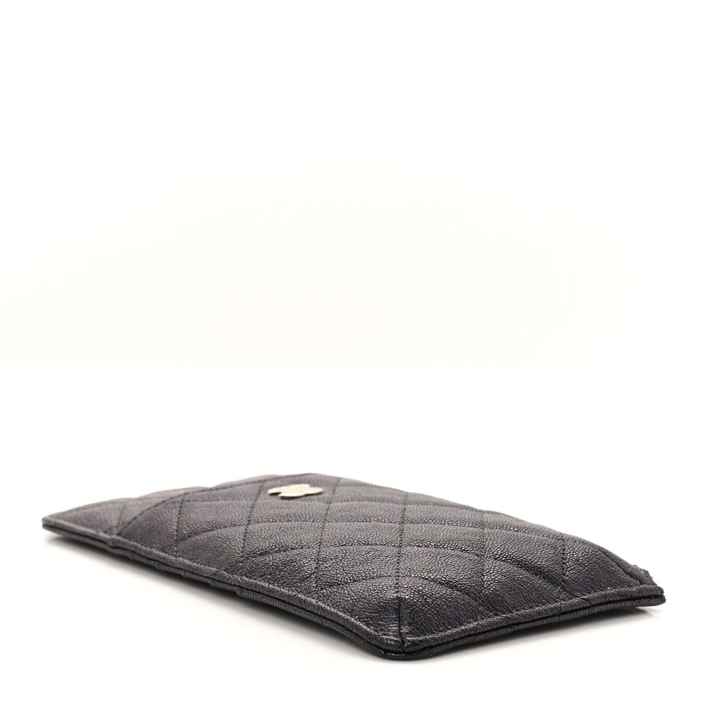 Iridescent Caviar Quilted Classic iPhone Pouch Black