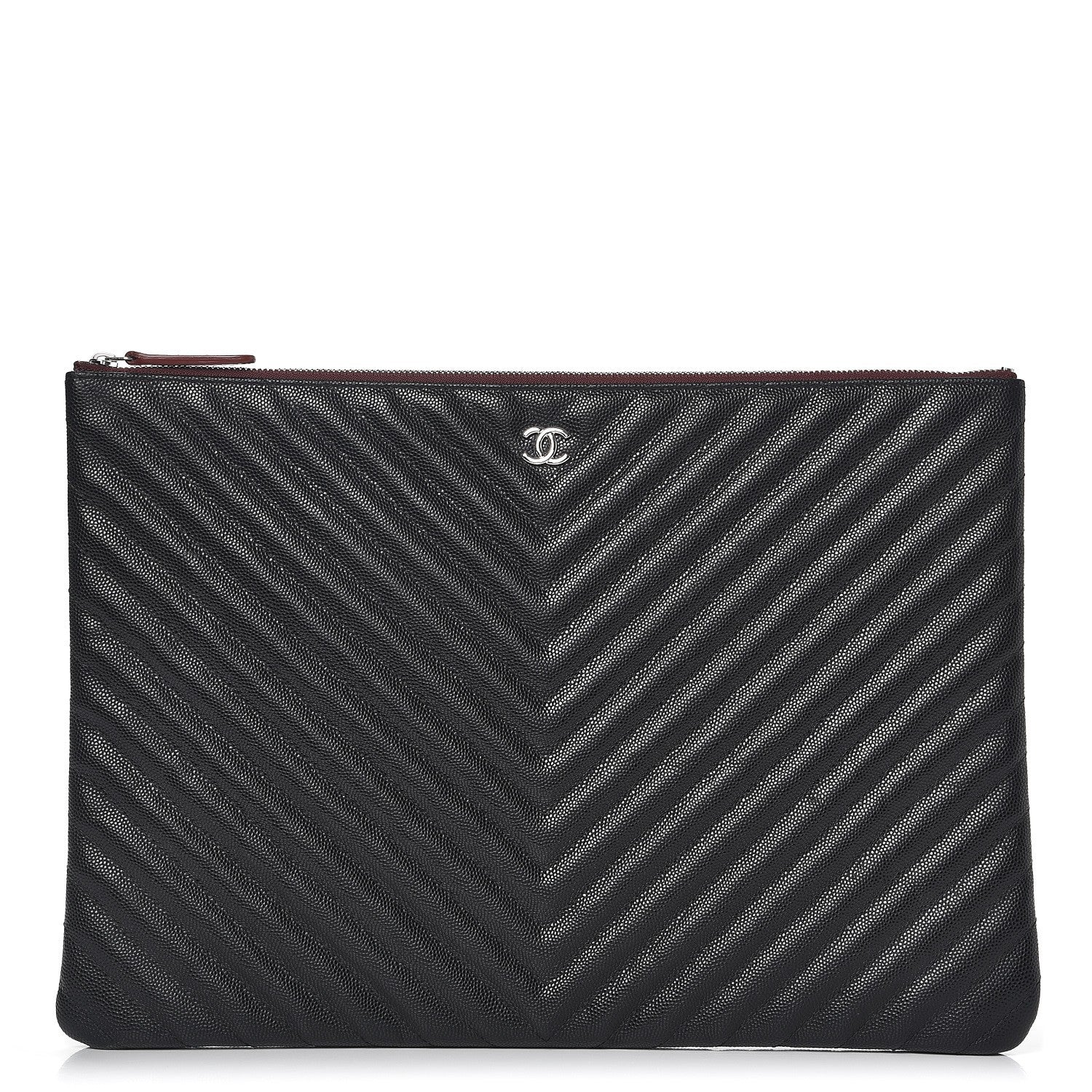 Chanel Caviar Chevron Quilted Large Cosmetic Case Black 1 of 7