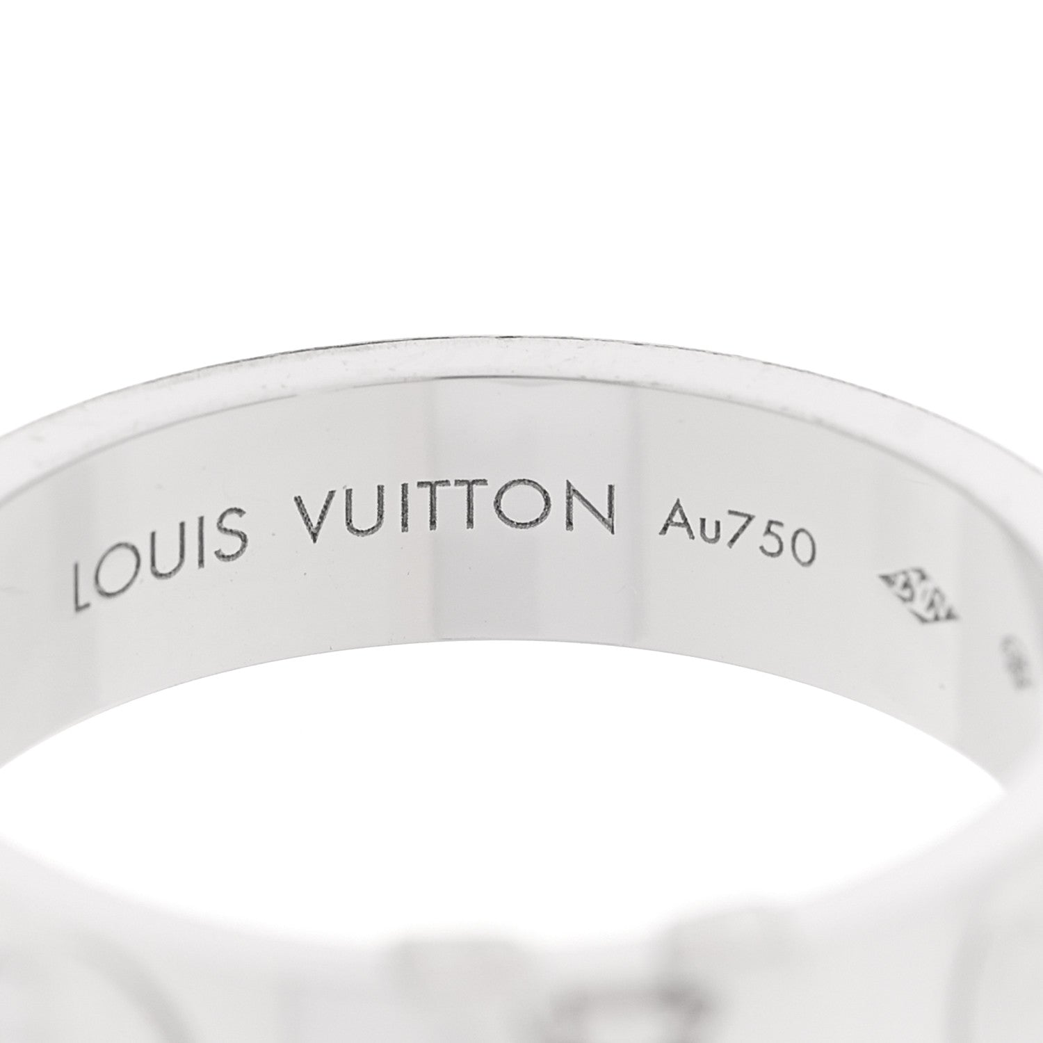 Louis Vuitton 18K White Gold Empreinte LV Ring 58 8.5 4 of 4