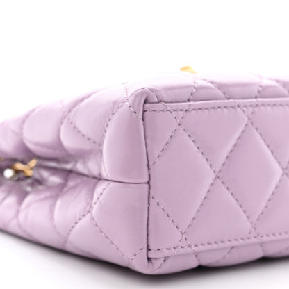 Chanel Shiny Aged Calfskin Quilted Nano Kelly Shopper Lilac 9 of 11
