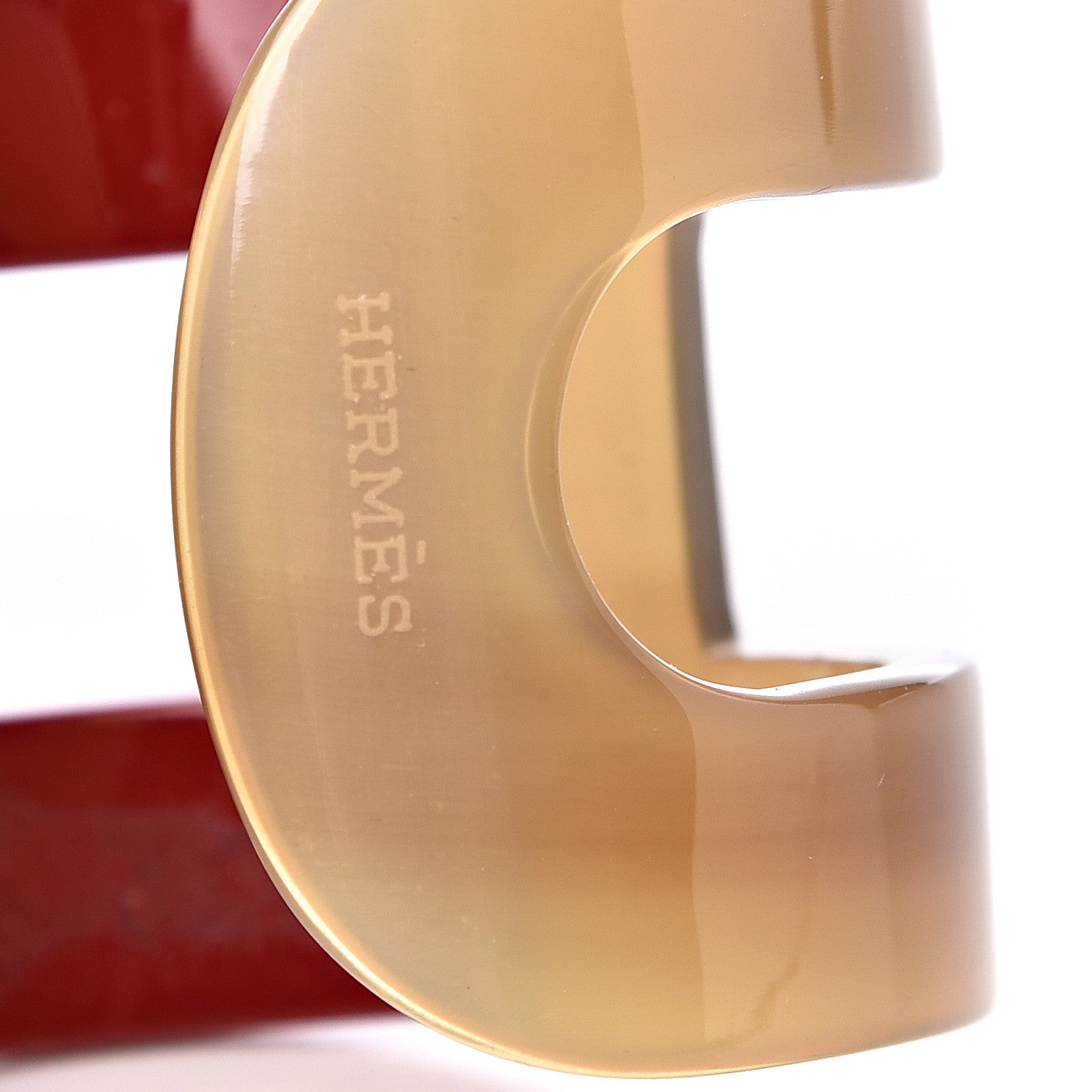Hermes Lacquered Wood Buffalo Horn Ano Cuff PM Red 4 of 4