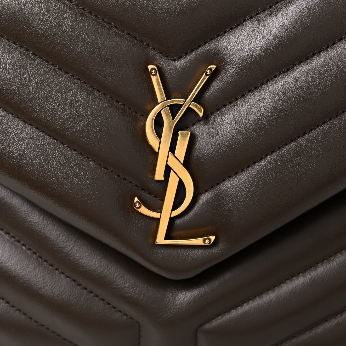 Calfskin Y Quilted Monogram Medium Loulou Chain Satchel Soil Brown