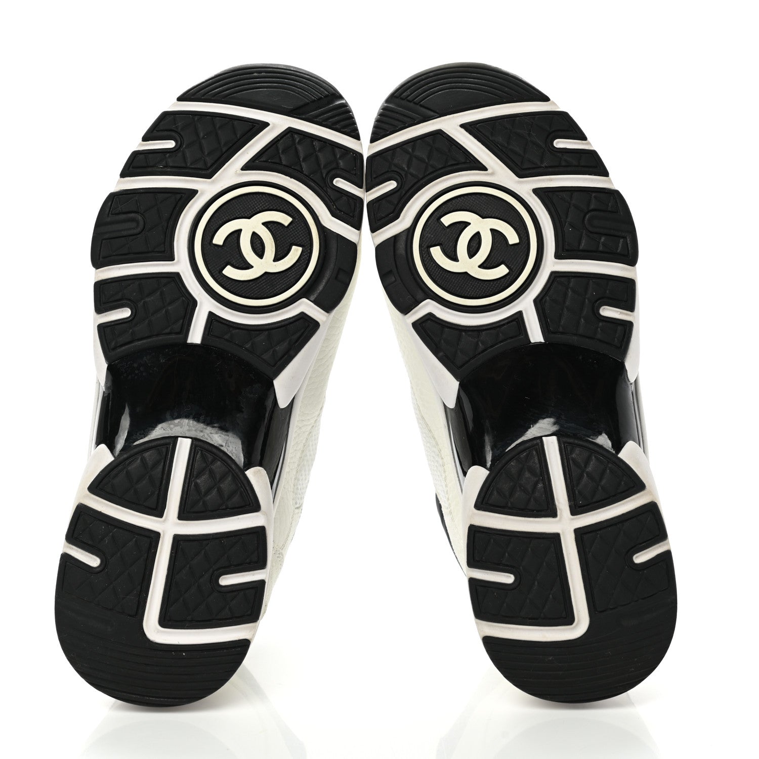 Chanel Mesh Suede Calfskin Grained Calfskin Womens CC Sneakers 36 White Black 5 of 12