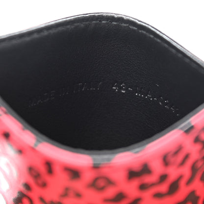 Christian Dior Calfskin Leopard Print Card Holder Pink Black 7 of 9