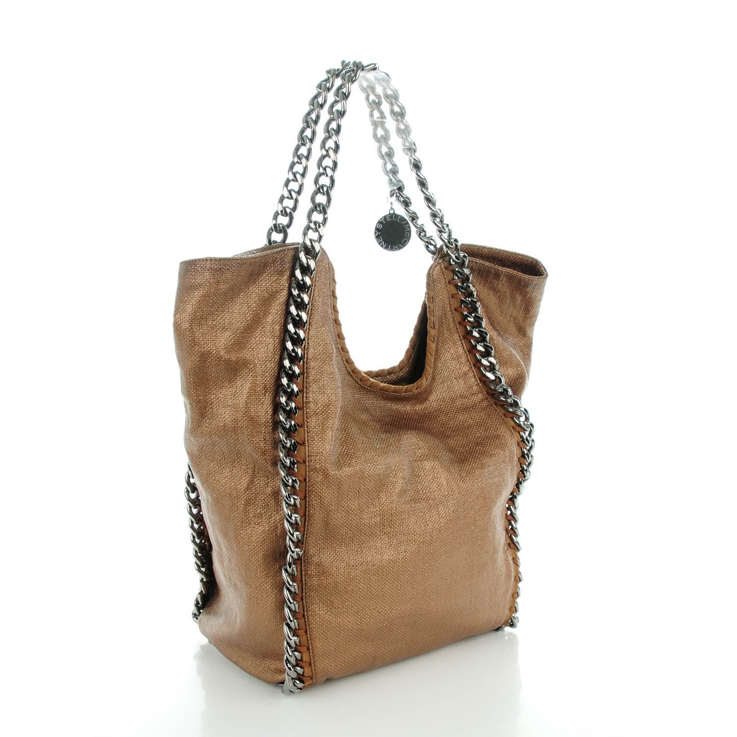 Metallic Linen Falabella Tote Copper Rose