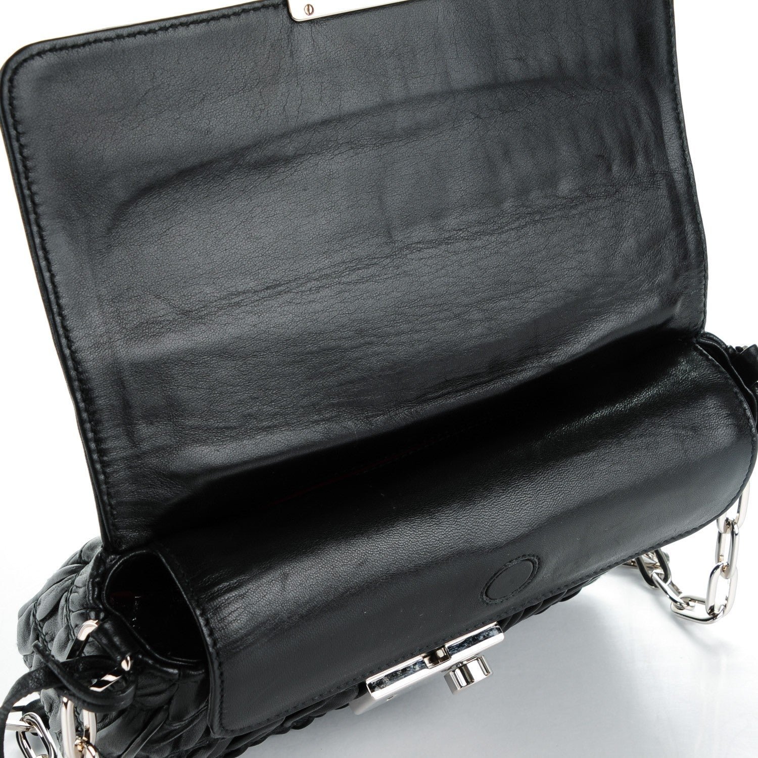 Prada Nappa Gaufre Sound Chain Flap Shoulder Bag Black 9 of 9