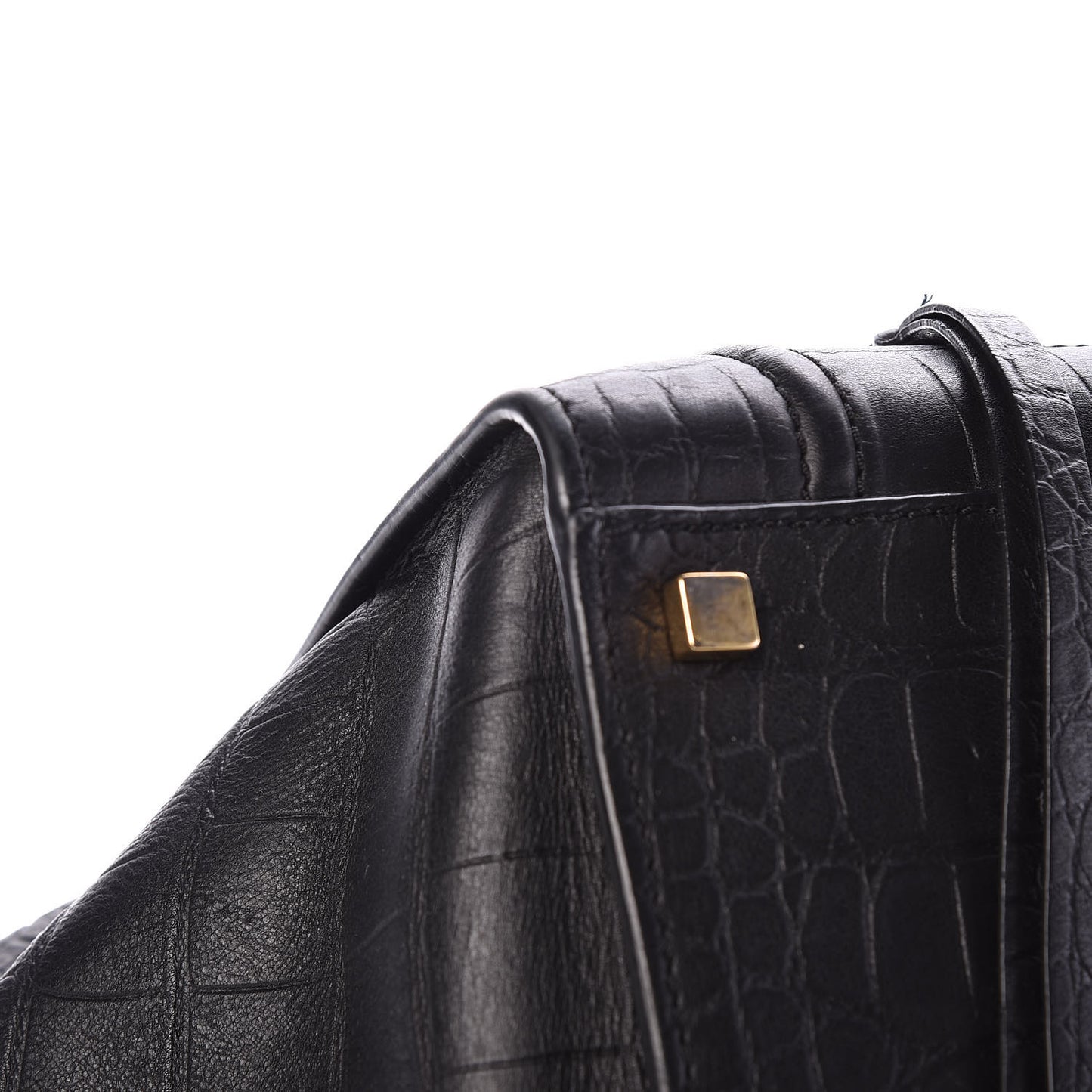 Crocodile Embossed Calfskin Medium Phantom Luggage Black