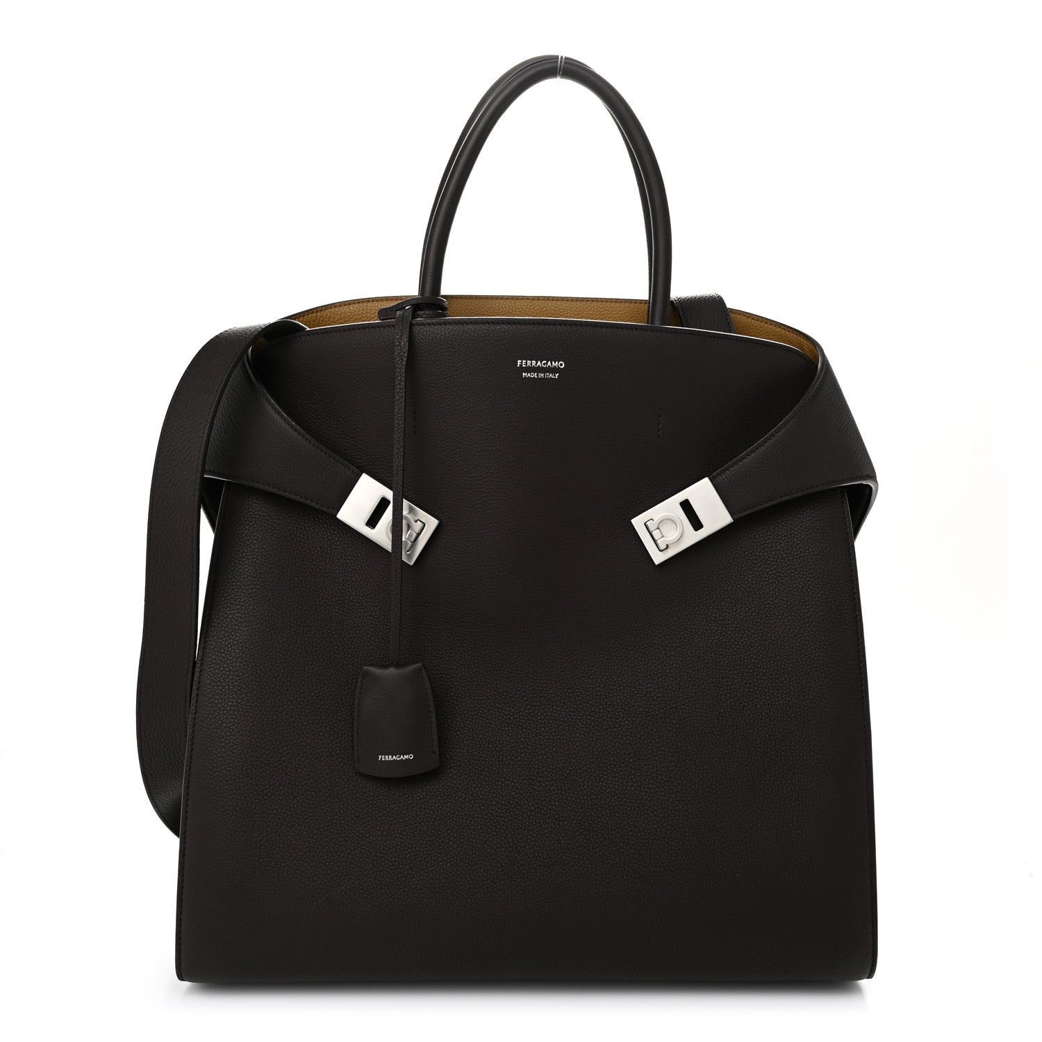 Salvatore Ferragamo Calfskin Hug Tote Bag Testa Di Moro 1 of 9