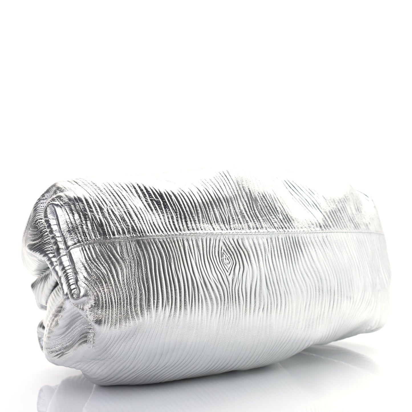 Metallic Bark Calfskin Embossed The Pouch Oversized Clutch Silver