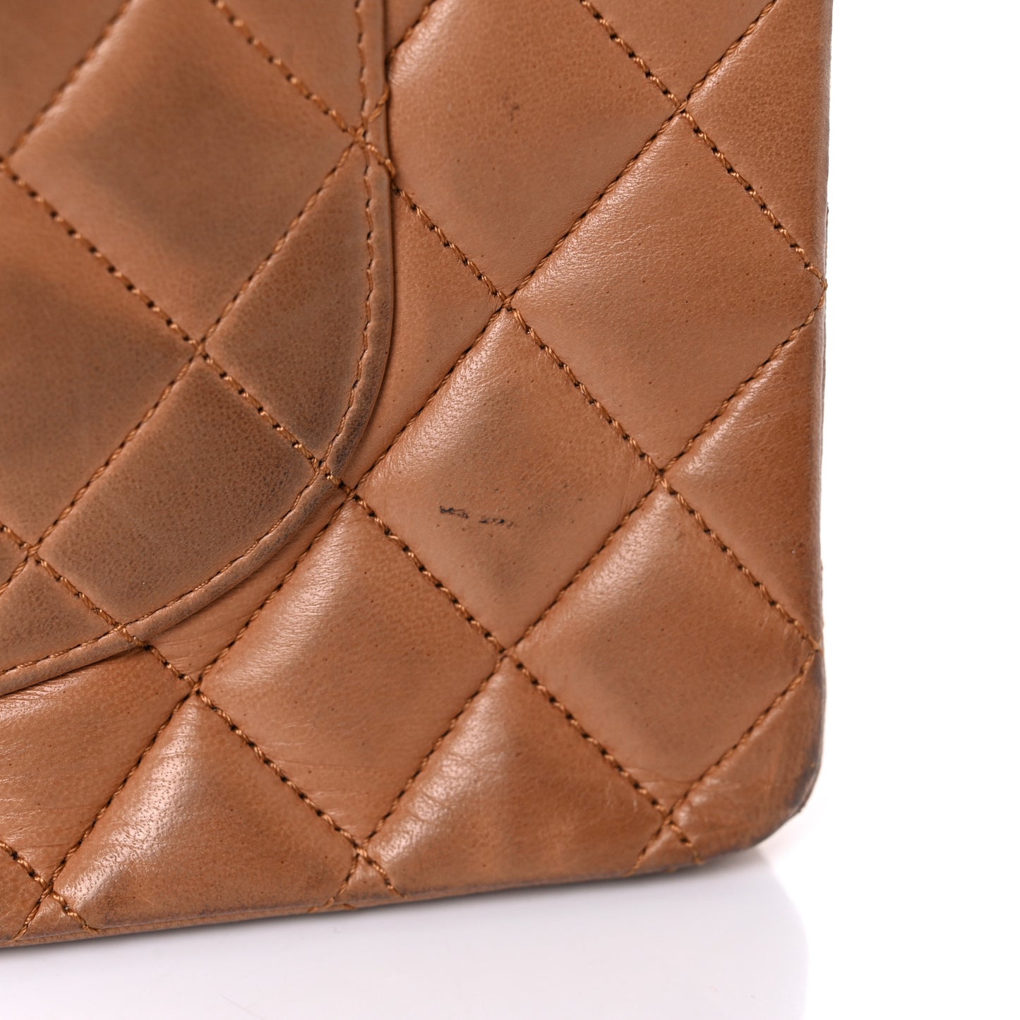 Lambskin Quilted Medium Double Flap Brown