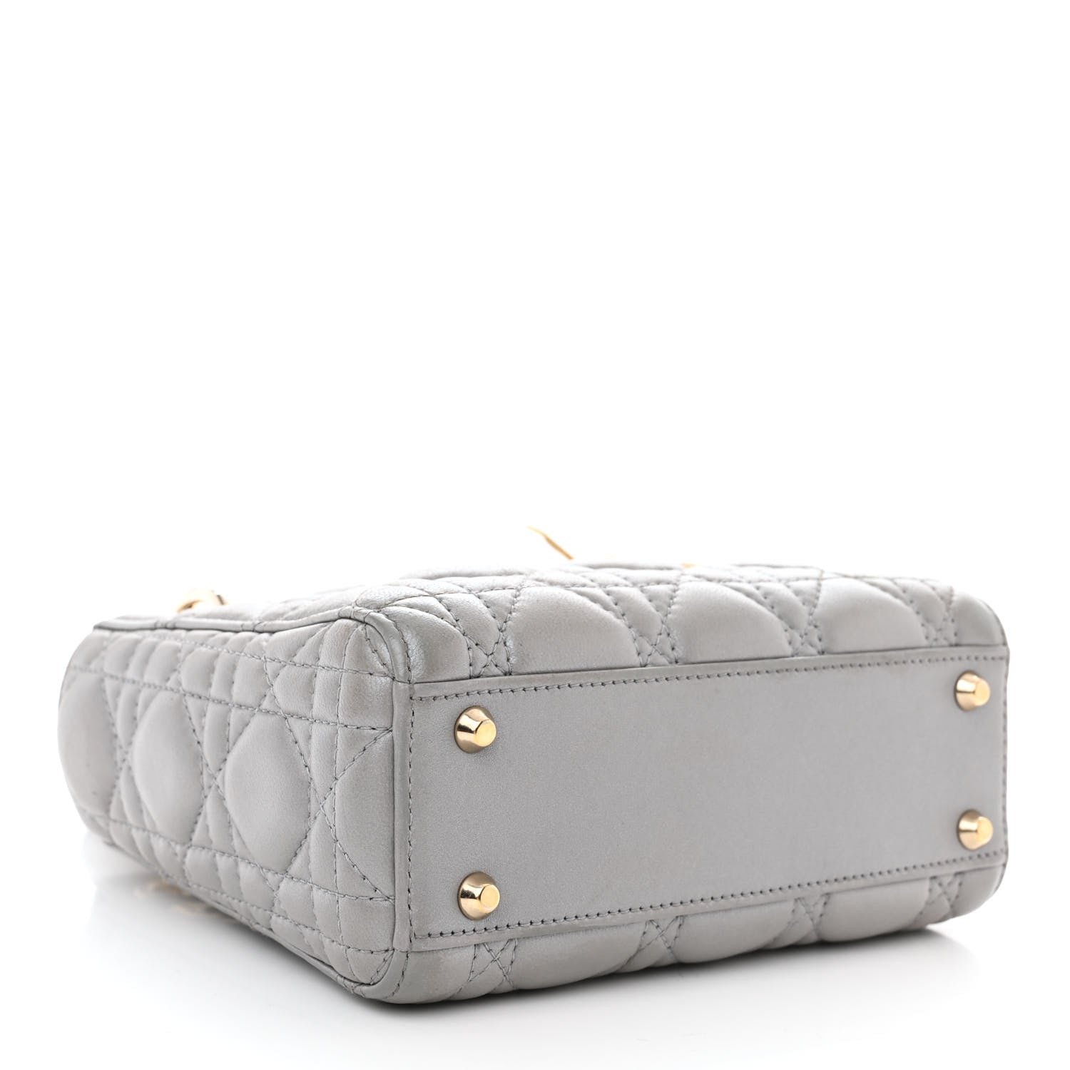 Christian Dior Metallic Lambskin Cannage Mini Lady Dior Grey 4 of 14